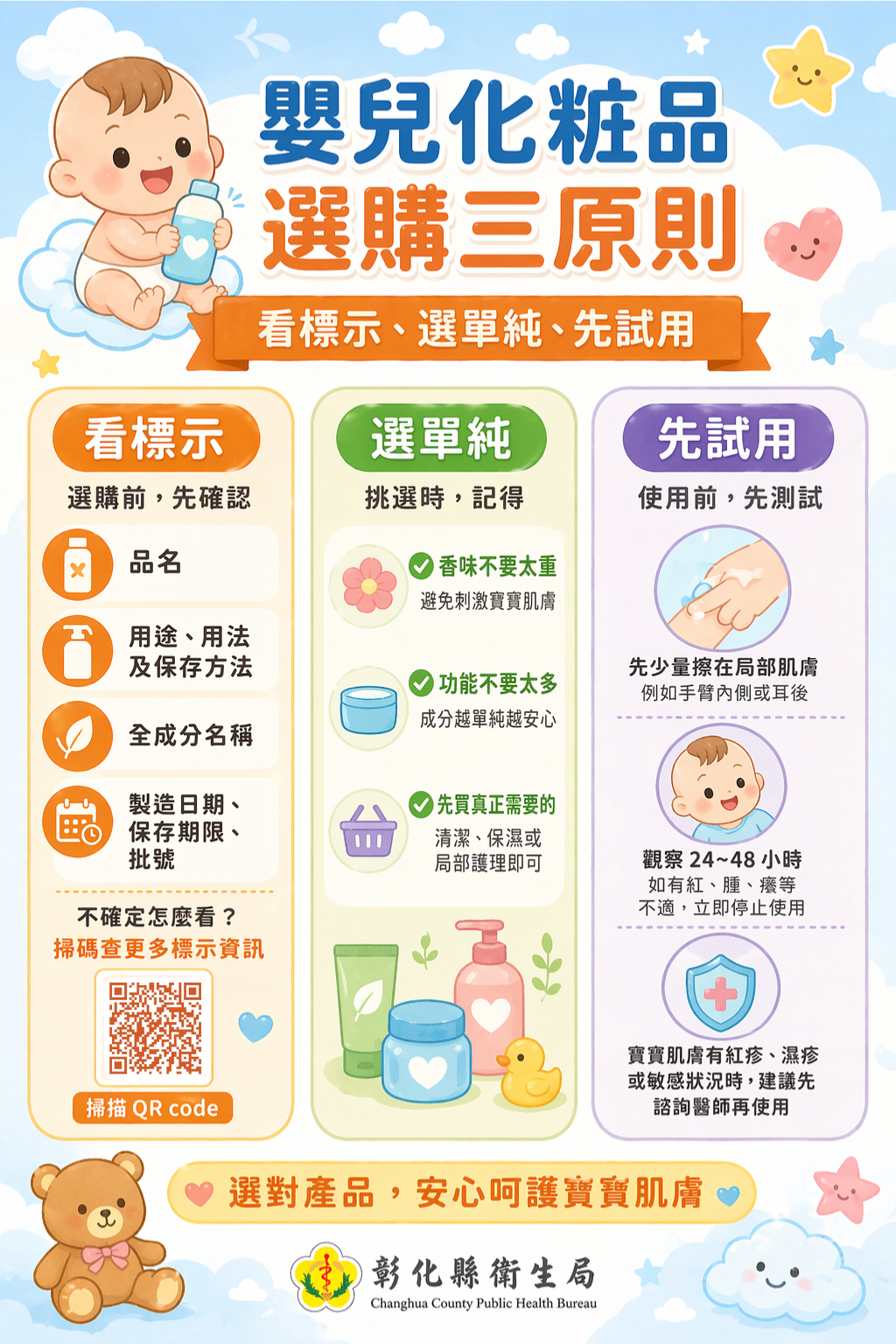 【嬰兒化粧品選購三原則】