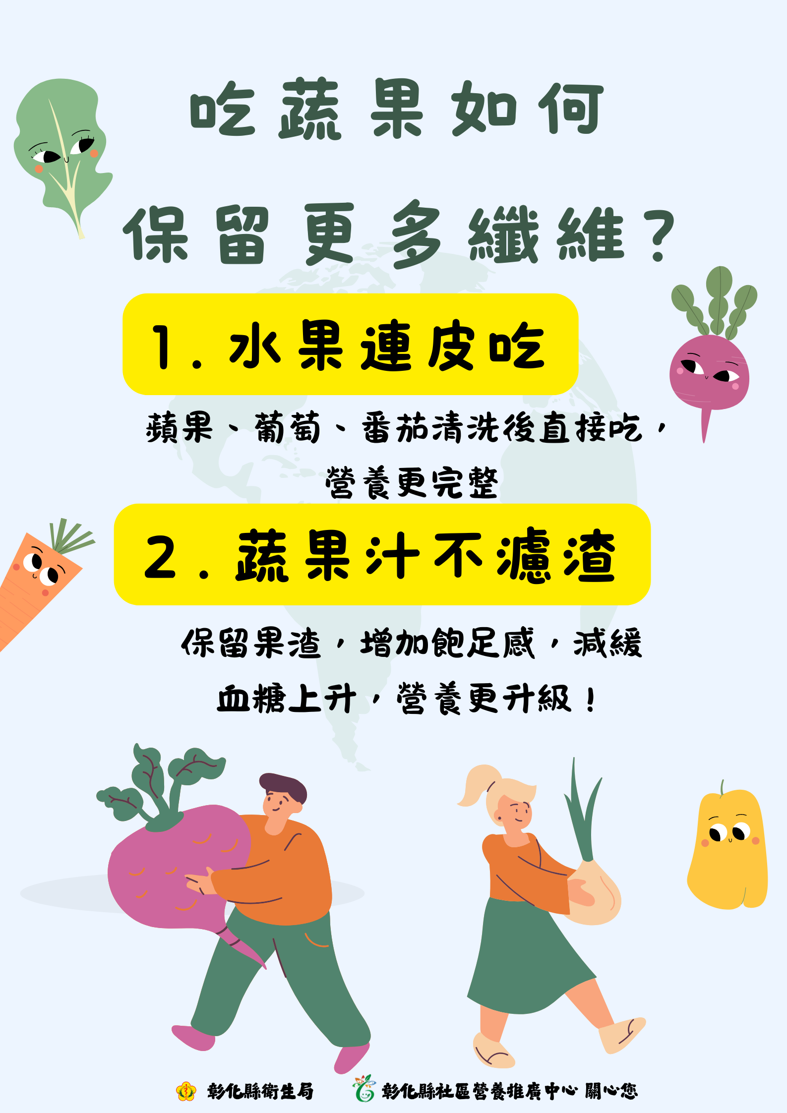 吃水果連皮吃以及蔬果汁連果渣一起喝,可以攝取到更多膳食纖維喔!
