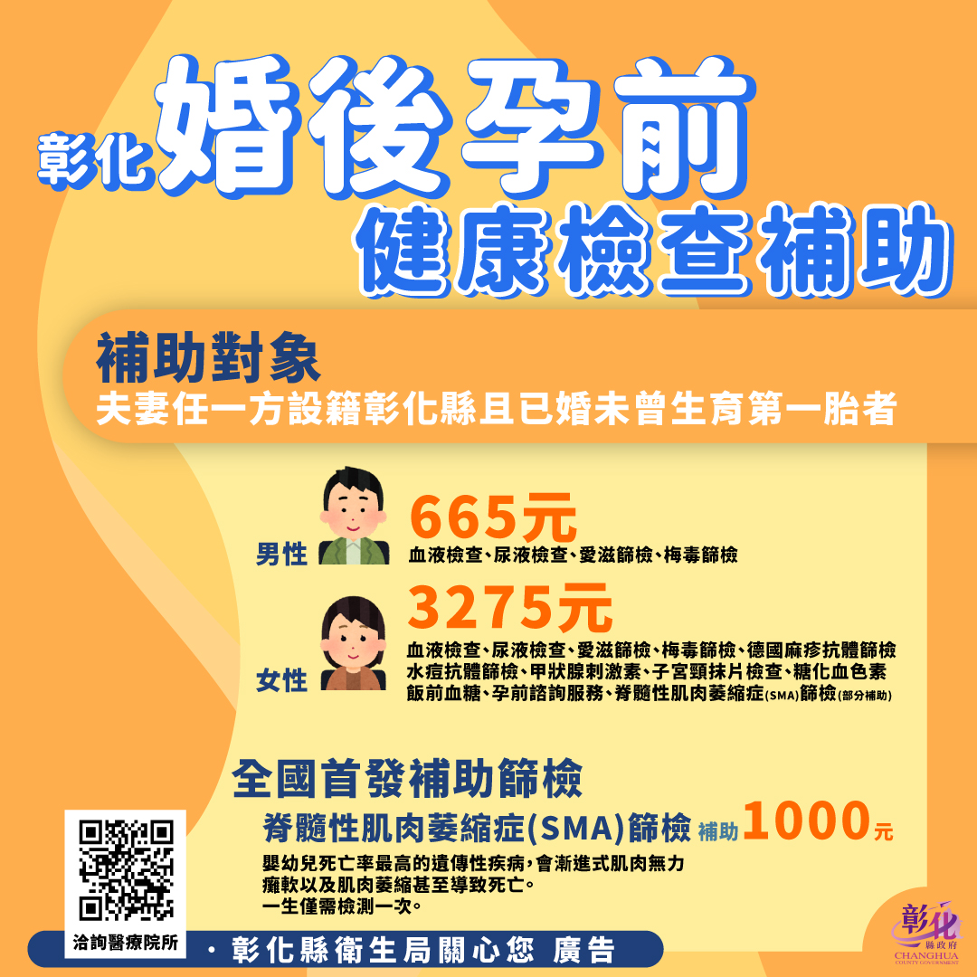 婚後孕前健康檢查補助