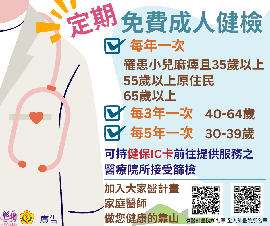 定期免費成人預防保健篩檢