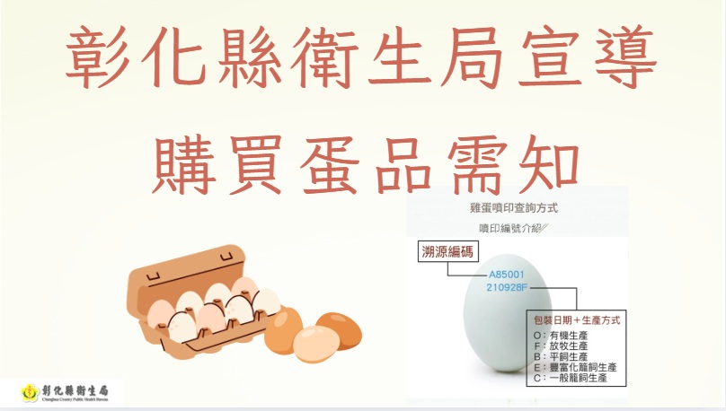 彰化縣衛生局宣導購買蛋品需知