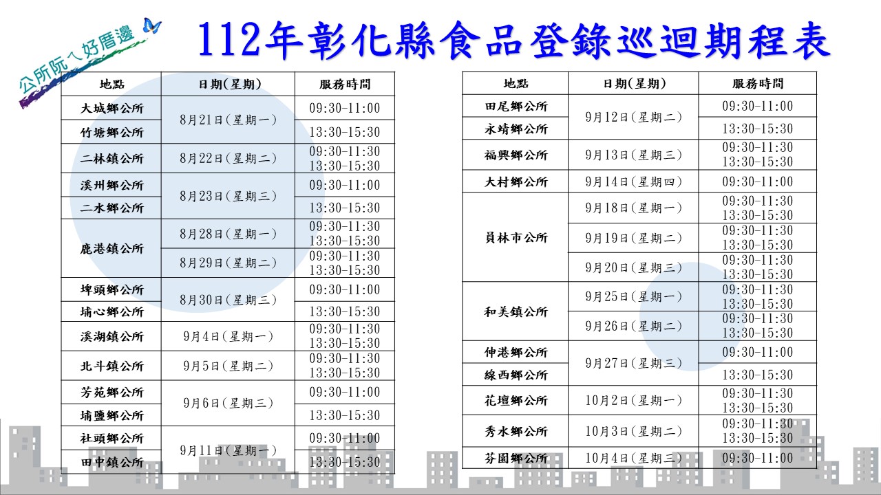 巡迴期程表