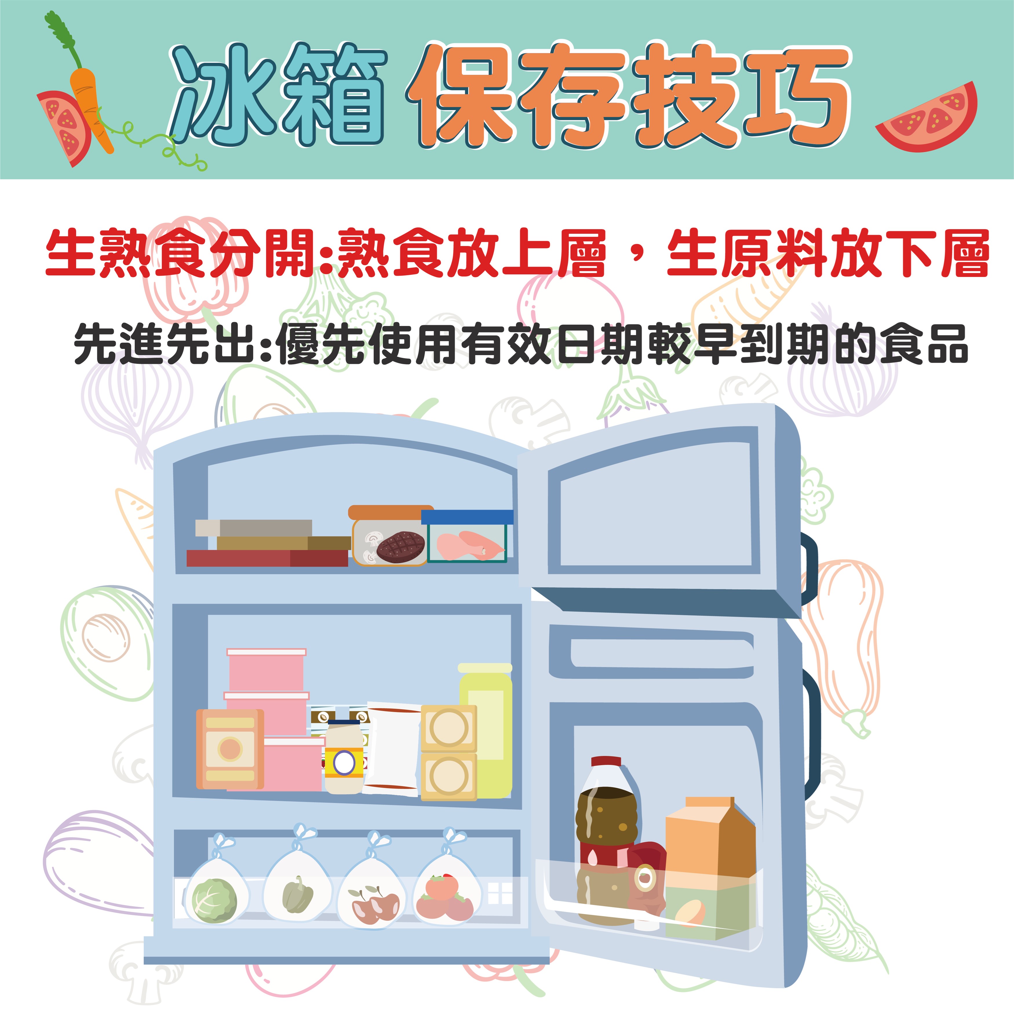 天氣逐漸炎熱，衛生局提醒民眾善用冰箱保存食品。