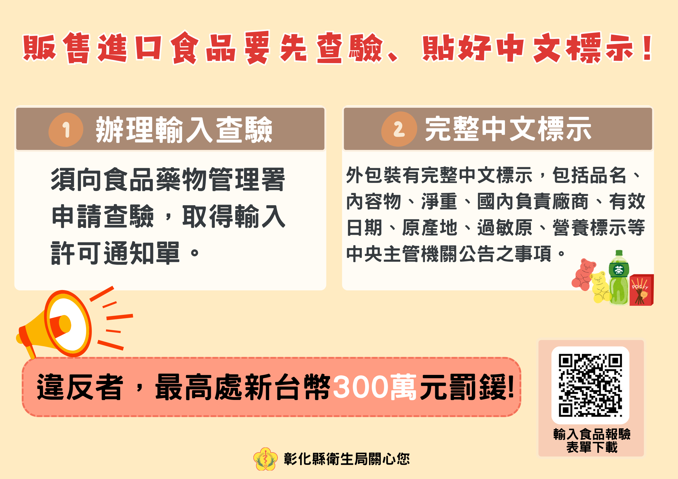 進口食品販售前須先查驗並貼中文標示-圖片1