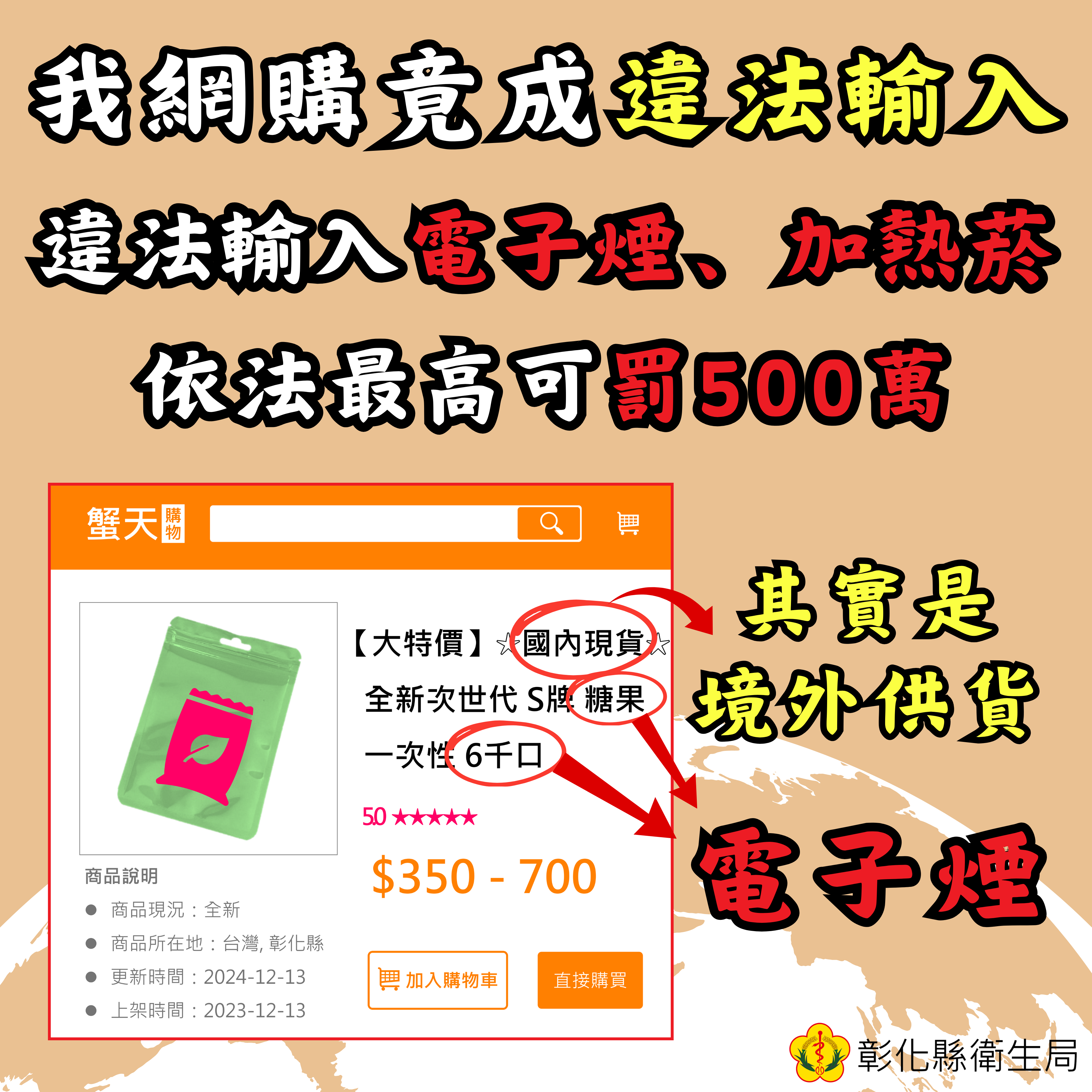 違法輸入電子煙、加熱菸依法最高可罰500萬