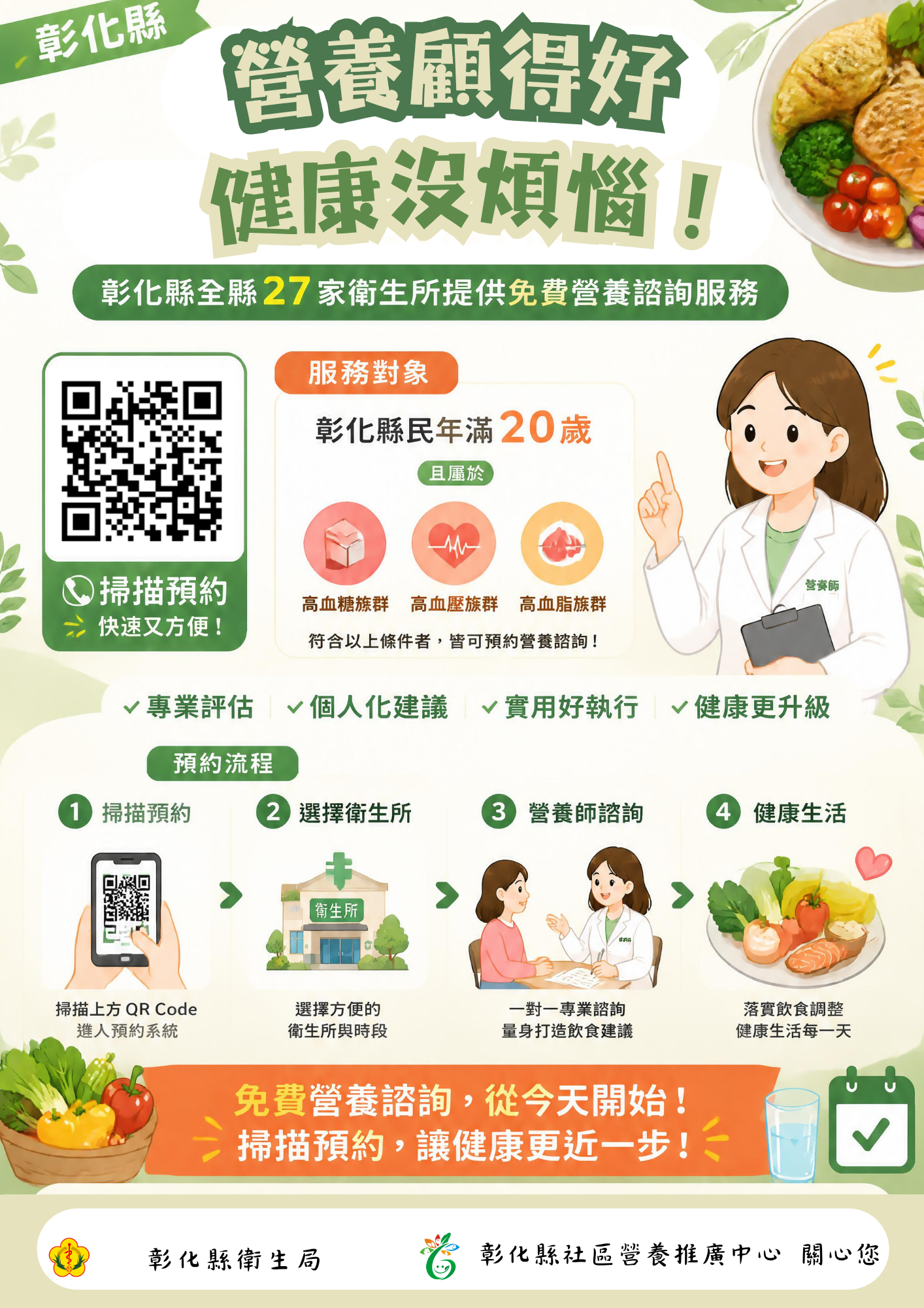 【營養顧得好，健康沒煩惱】-27家衛生所營養諮詢門診免費預約-圖片1