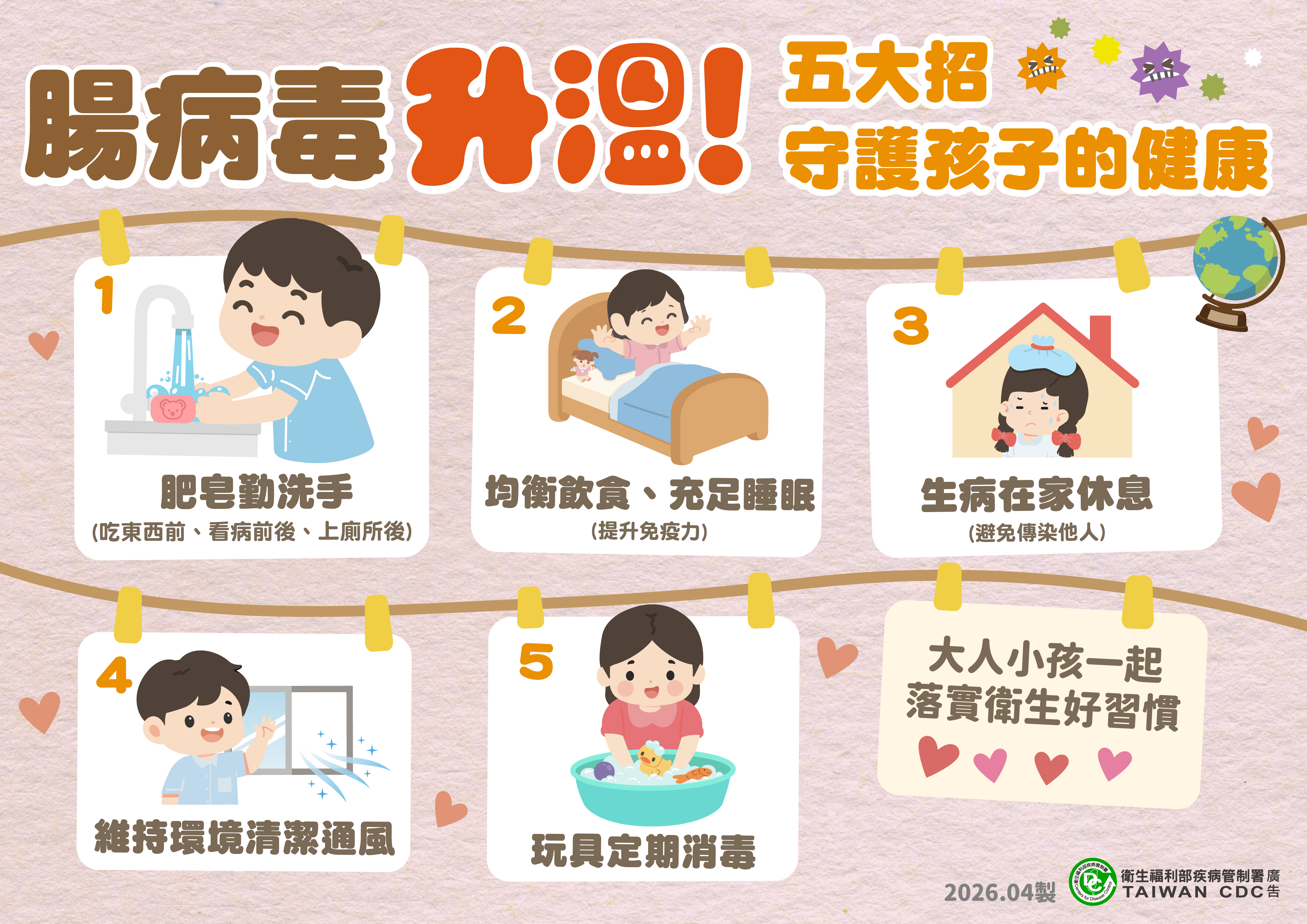 「國內已進入腸病毒好發季節 籲請家長及教托育機構 留意嬰幼兒健康及衛生」-圖片1