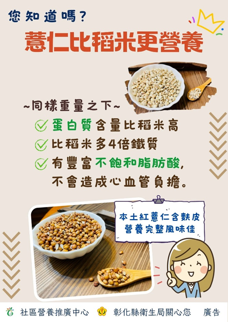 這是一張宣導薏仁優點的海報