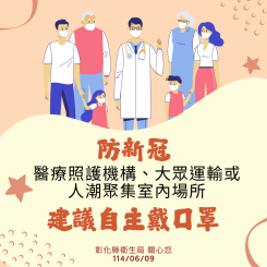 防新冠，建議自主戴口罩