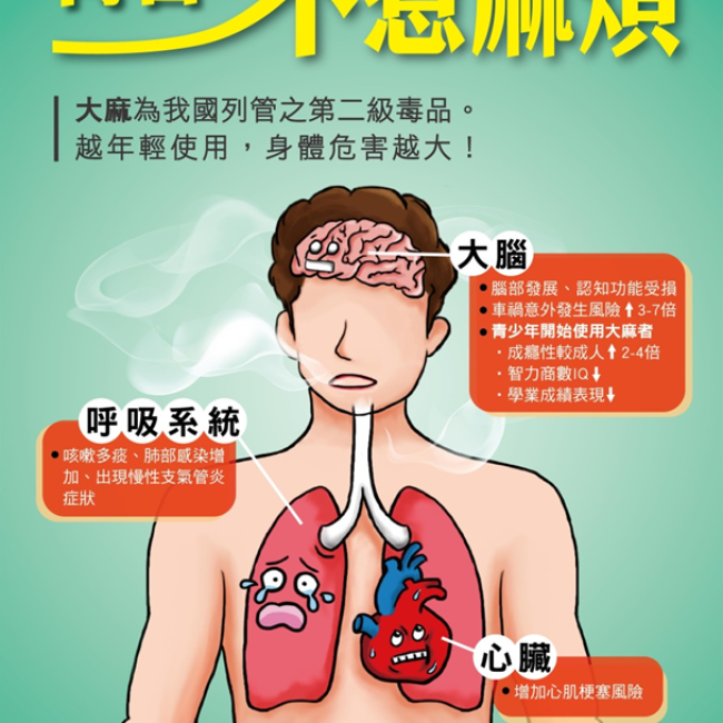 青春,不惹麻煩 大麻 越年輕使用對身體危害越大