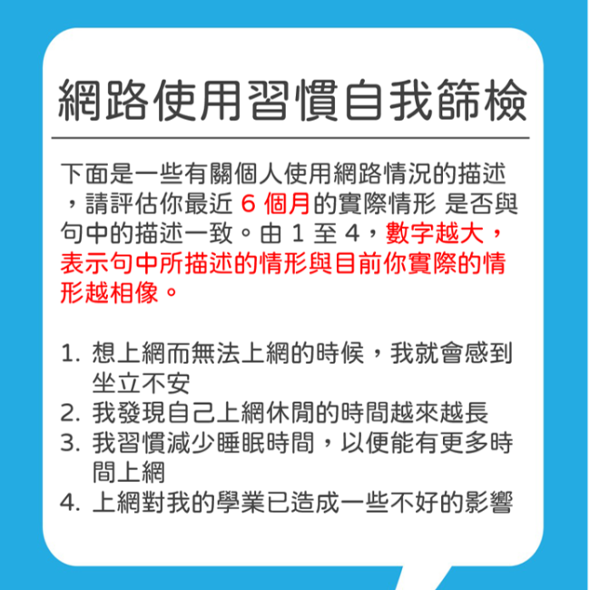 網路使用習慣自我篩檢量表