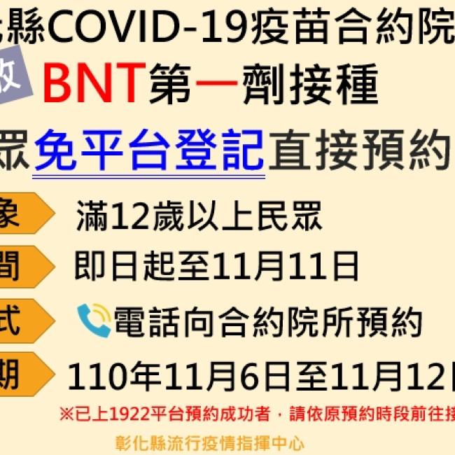 開放免平台預約第一劑BNT