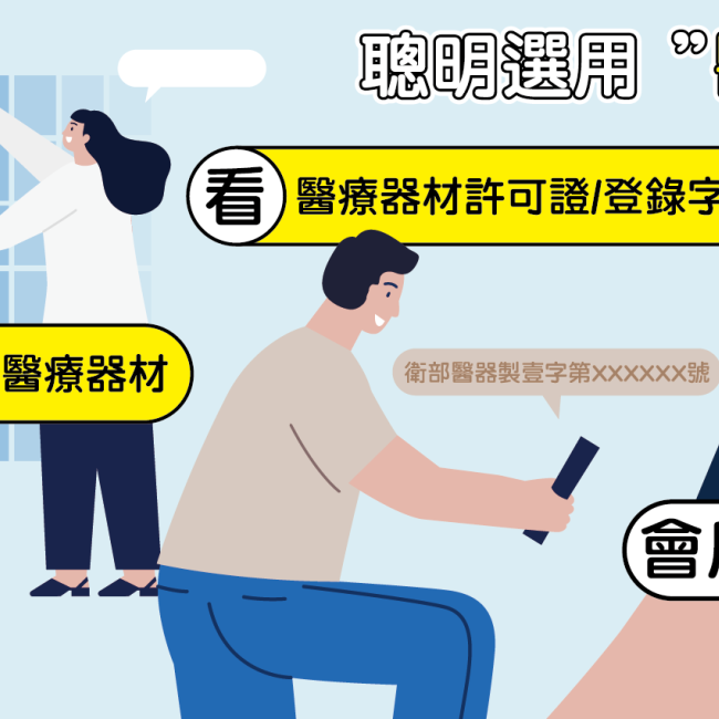 購買醫用護具,遵守醫材安心三步驟 「認」識醫用護具是醫療器材。「看」清楚包裝上載明的醫療器材許可證字號或登錄字號。詳看說明書
