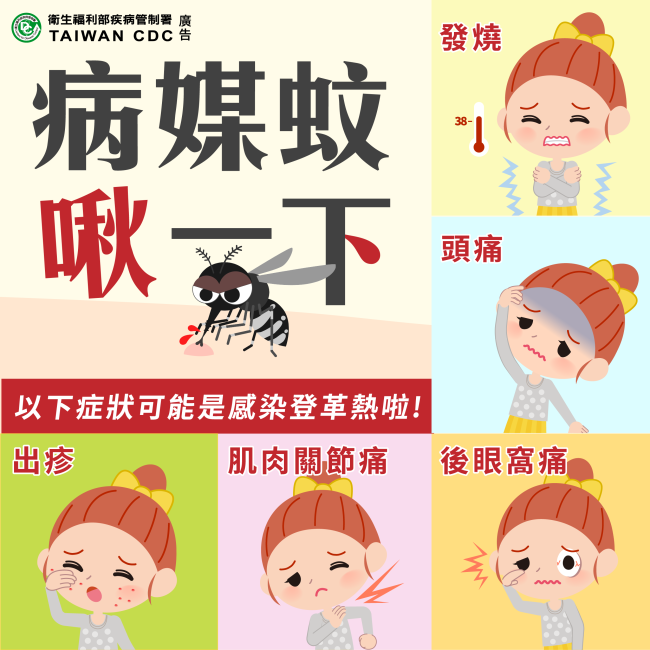 本土性登革熱病例持續增加,籲請民眾落實孳生源清除及自我防護措施