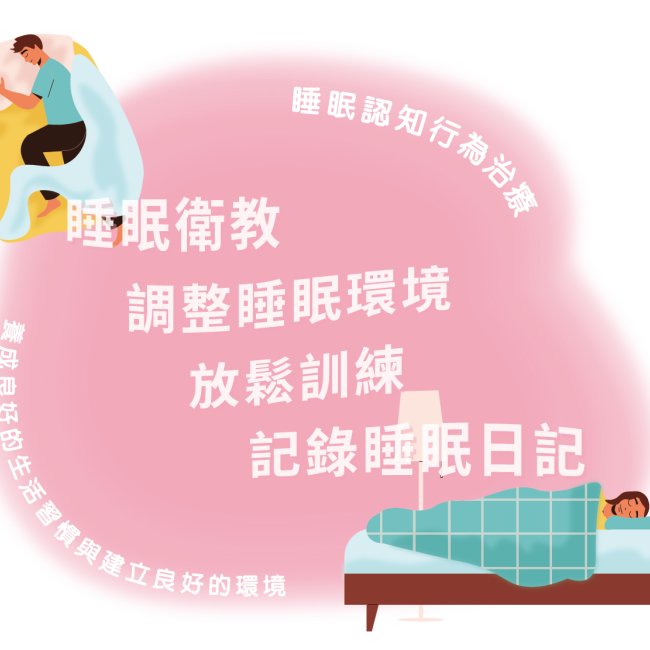 睡眠衛教、調整睡眠環境、放鬆訓練、記錄睡眠日記