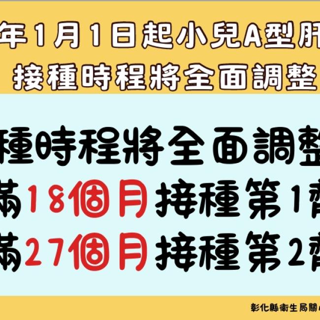 小兒A型肝炎疫苗接種時程調整！