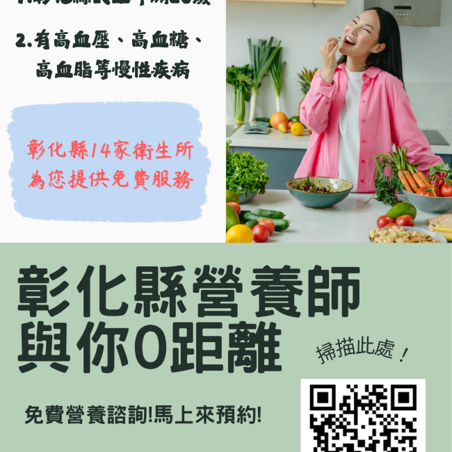 彰化縣為所有縣民提供免費營養諮詢