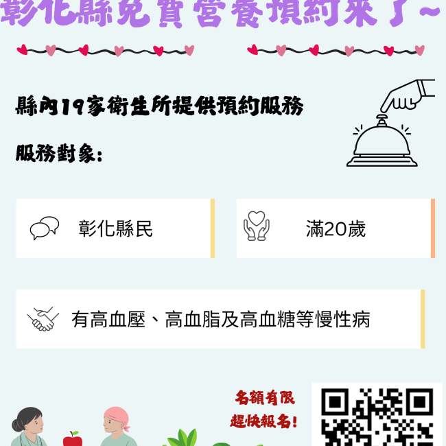 彰化縣免費營養預約來了