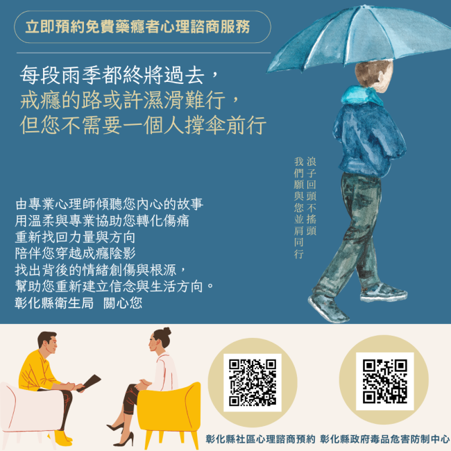 【戒癮的路或許濕滑難行 但您不需要一個人撐傘前行】