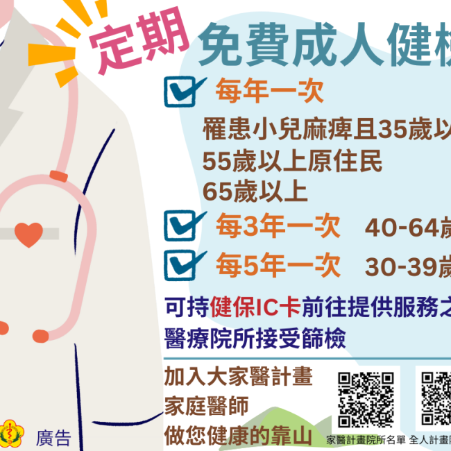 定期免費成人預防保健篩檢