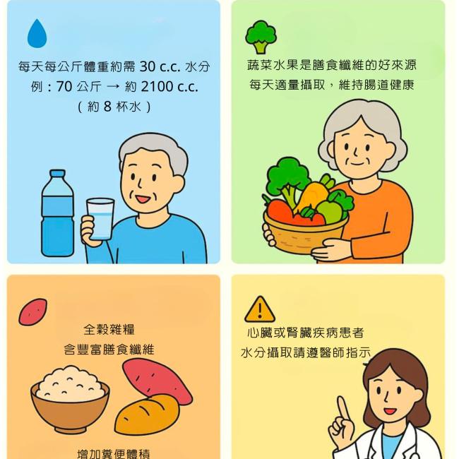 銀髮族水喝適量、吃夠纖維,輕鬆告別便秘困擾 銀髮族水喝適量、吃夠纖維,輕鬆告別便秘困擾