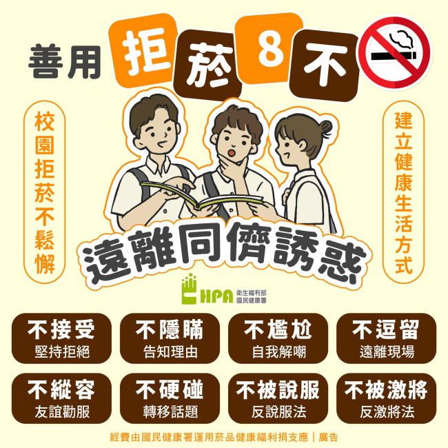 善用「拒菸八不」 遠離同儕誘惑