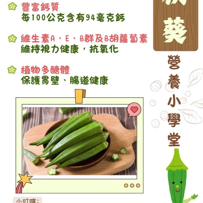 這是一張介紹秋葵營養的衛教海報