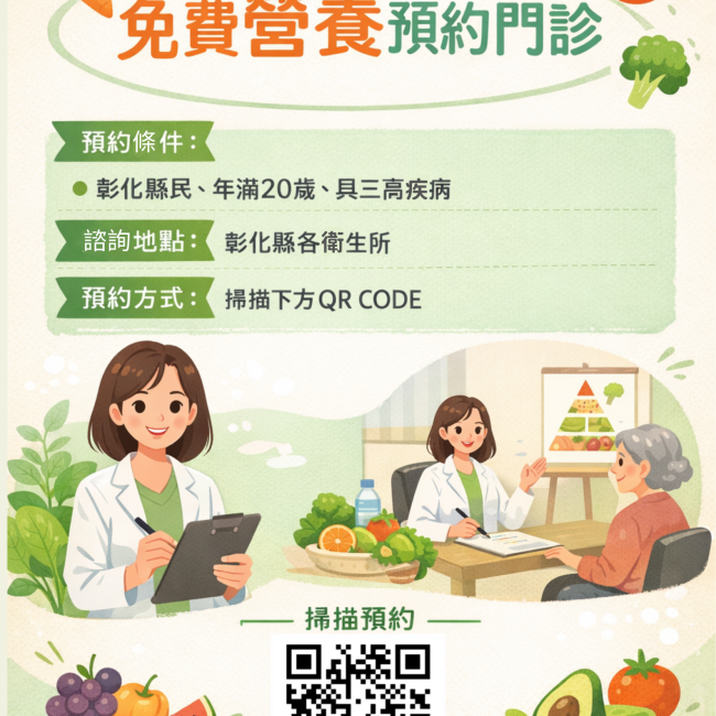 彰化縣民專屬~免費營養預約門診