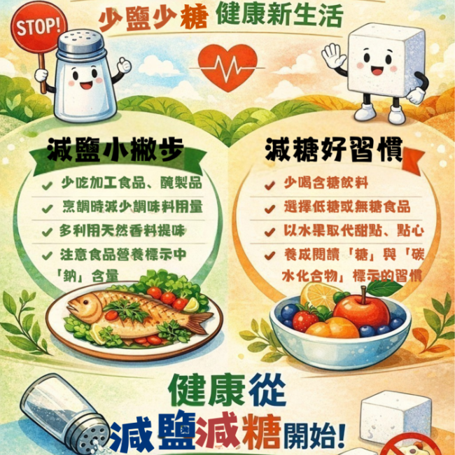 鹽糖少一點，健康多一點