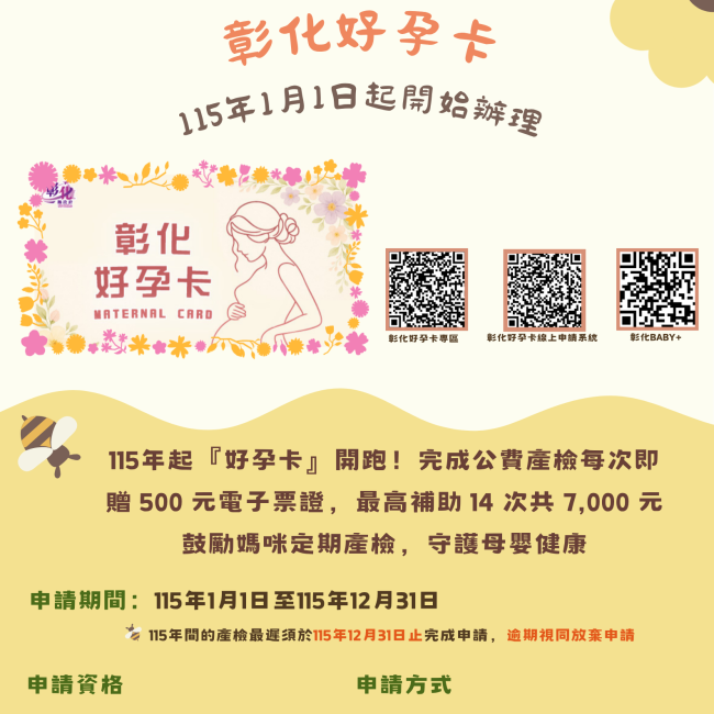 彰化好孕卡開跑了