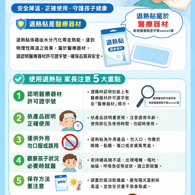 退熱貼是醫療器材，正確使用更安心