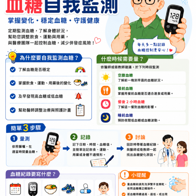 規律血糖自我監測　掌握變化守護健康
