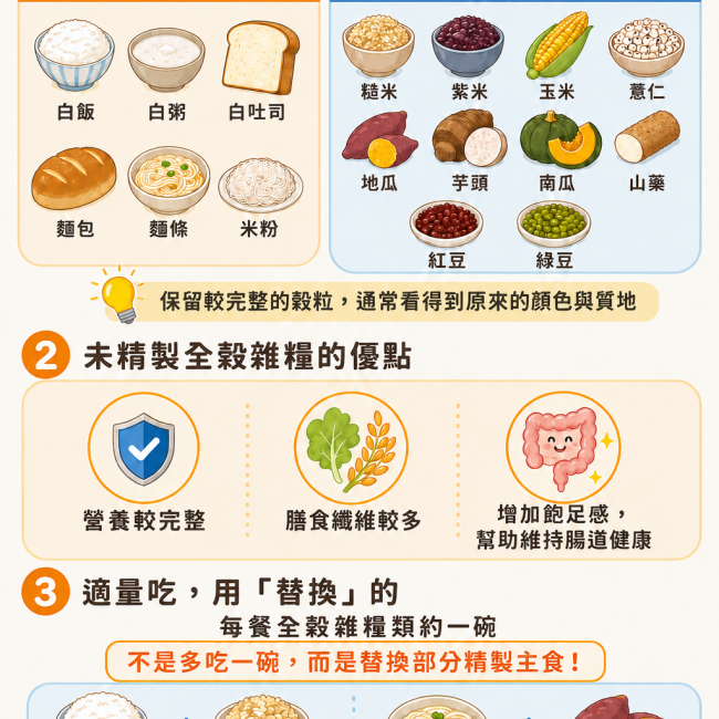 主食選對了嗎？未精製全穀雜糧為健康加分