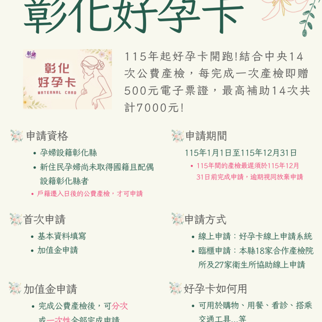 彰化好孕卡