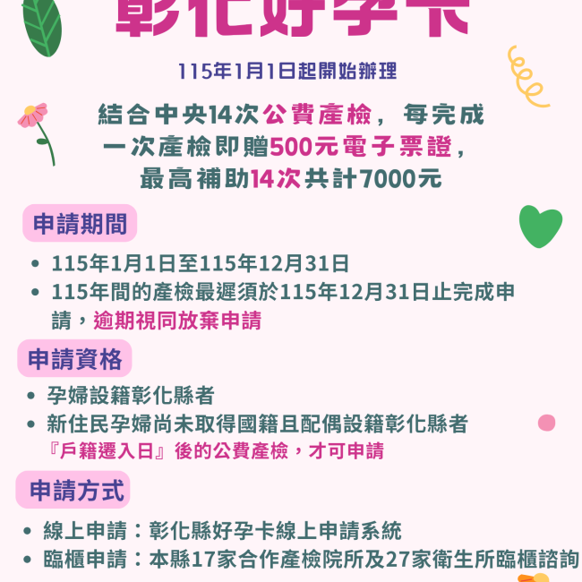 彰化好孕卡申請