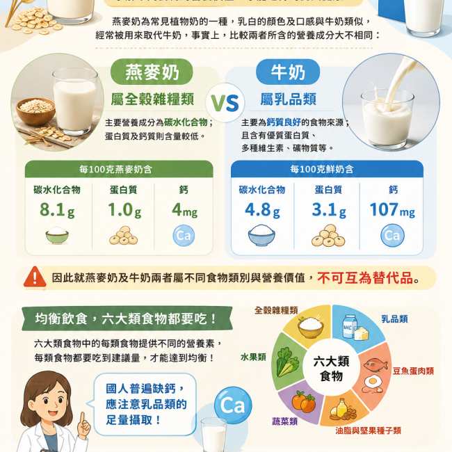 燕麥奶＝牛奶？其實不一樣！