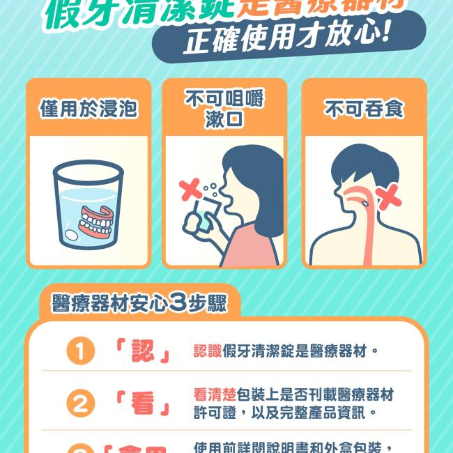 假牙清潔錠是醫療器材，正確使用才放心！