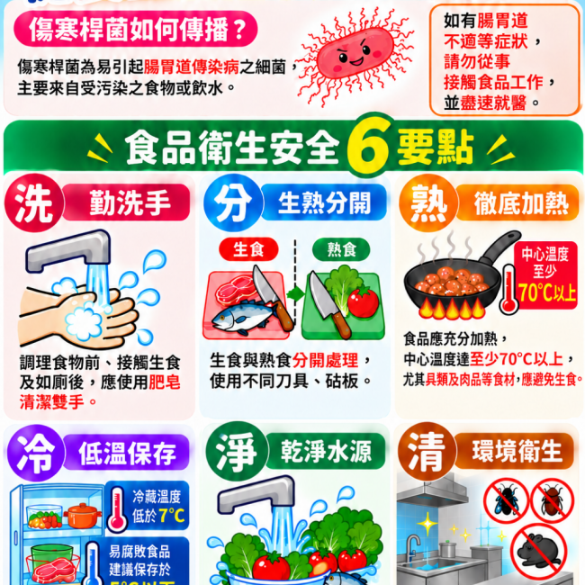 【預防傷寒！「洗、分、熟、冷、淨、清」6要點守護飲食安全】