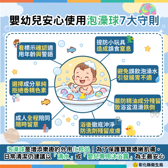 嬰幼兒安心使用泡澡球7大守則