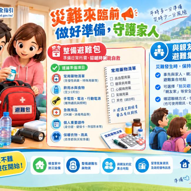災難來臨前，做好準備，守護家人